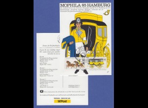 MOPHILA 85 HAMBURG Sonderkarte der Post mit Mophila-Zusammendruck Mi-Nr. 1255-56