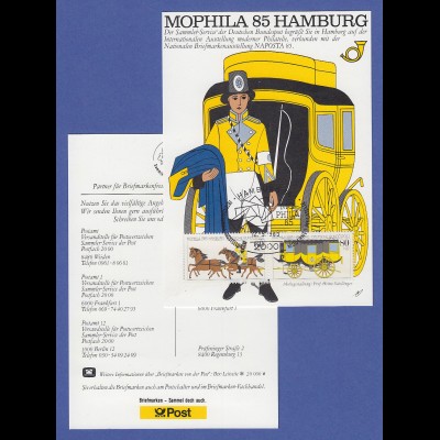 MOPHILA 85 HAMBURG Sonderkarte der Post mit Mophila-Zusammendruck Mi-Nr. 1255-56