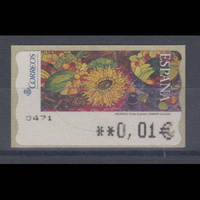 Spanien ATM Gemälde Sonnenblume, Wert in € 5-stellig breit , Mi.-Nr. 159.4