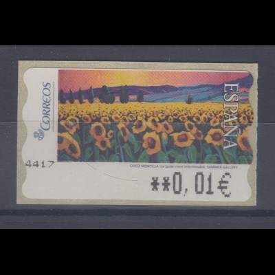 Spanien ATM Gemälde Sonnenblumenfeld, Wert in € 5-stellig schmal , Mi.-Nr. 162.3