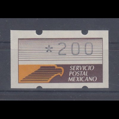 Mexiko Klüssendorf-ATM auf beigem Pap. mit Cartax Leuchtstoff, Mi.-Nr. 1y ** 200