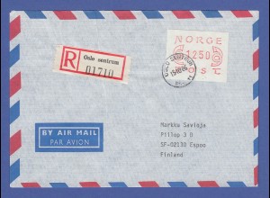 Norwegen FRAMA-ATM 2.Ausgabe Wert 1450 auf Expr.-Brief gel. von Oslo n. Finnland
