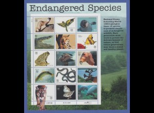 USA 1996 Gefährdete Tierarten Mi.-Nr. 2769-83 15 Werte im ZD-Bogen ** 