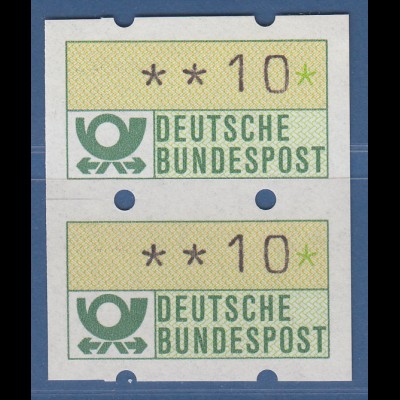Deutschland ATM Mi.-Nr. 1.1 Paar zusammenhängend Teildrucke **10 (ohne DBP)