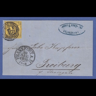 Thurn und Taxis Mi.-Nr. 10I auf Brief von Frankfurt nach Freiburg , 1858