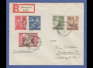 Dt. Reich Arbeitsdienst Mi.-Nr. 850-53 auf portoger. R-FDC München 26.6.43