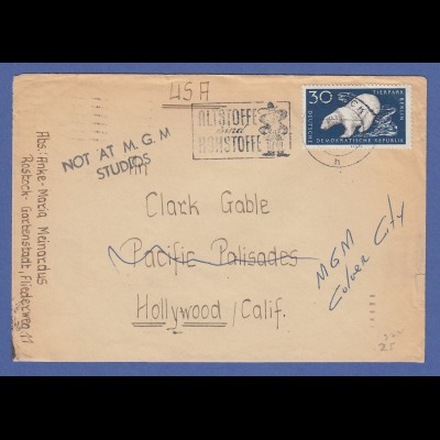 Brief 1957 aus der DDR gelaufen an Hollywood Filmstar Clark Gable !! 