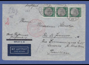Zeppelin LZ 127 3. Südamerikafahrt 1935 Brief mit Hindenburg-MEF Berlin -> Rio