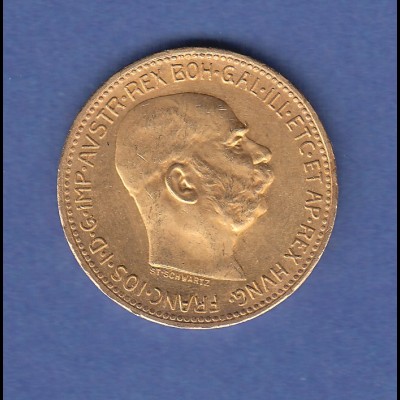 Goldmünze Österreich Franz Joseph, 20 Kronen. 6,78g 900er Gold.