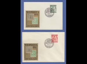 Berlin Tag der Briefmarke 1951 Mi.-Nr. 80-81 Satz auf 2 Sonder-O Belegen WÜPOSTA