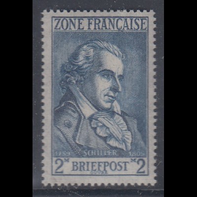 Französische Zone 1946 , 2 Mark Friedrich Schiller Mi.-Nr. 12 einwandfrei **