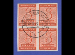 SBZ West-Sachsen Ziffern 8 Pfg Mi.-Nr. 118 Y Viererblock gestemp. und gepr. BPP