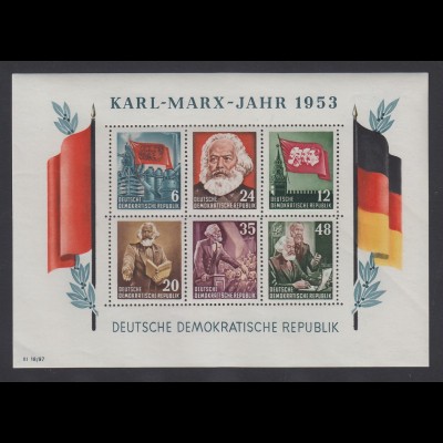 DDR Blockausgabe Karl Marx Jahr 1953 Mi.-Nr. Block 8 A ** 