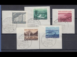 Schweiz 1955 Pro Patria Mi.-Nr. 613-617 Satz kpl. O auf Briefstücken