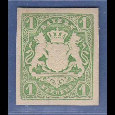Bayern Wappenausgabe geschnitten 1867 Wert 1 Kreuzer grün sauber *