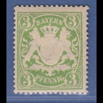 Bayern Wappen eng gez. 3 Pfg. grün Mi.-Nr. 54B x sauber *