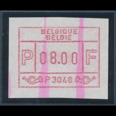 Belgien FRAMA-ATM P3048 mit ENDSTREIFEN, Wertstufe 8,00 BFr. Top-RARITÄT !