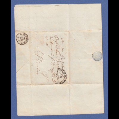 Bayern 1853 unfrankierter Brief mit Halbkreis-O SCHWABACH gelaufen nach Nürnberg