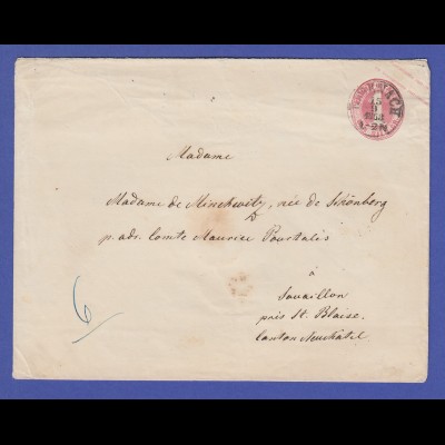 Thurn und Taxis Ganzsachen-Umschlag 1 Sgr. Mi-Nr. U 10B 1863 gel. in die Schweiz