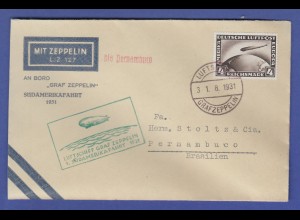 Dt. Reich Zeppelin LZ 127 1. Südamerikafahrt 1931 EF Mi.-Nr. 424 Bordpost-O 