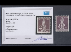 Berlin 1949 UPU Stephan 2 Mark mit PLF II Einbuchtung Denkmalsockel * gepr. BPP