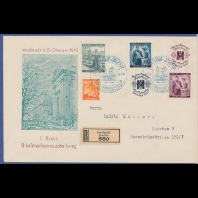 Böhmen und Mähren, R-Brief mit MIF 4,00 Kronen aus Josefov mit Sonderstempel