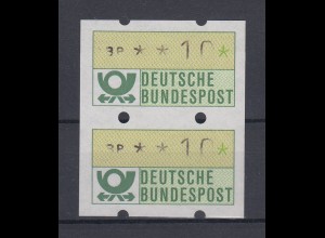 Deutschland ATM Mi.-Nr. 1.1 Wert 10Pfg zusammenhängendes Paar jeweils Teildruck 