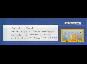 ATM Deutschland Mi.-Nr. 3.2 Passerverschiebung Farbe hellblau nach unten mit Nr