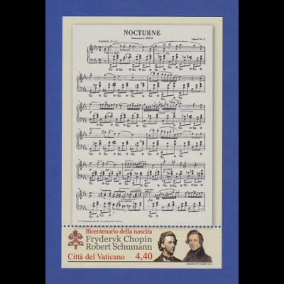 Vatikan Blockausgabe 2010 Mi.-Nr. Block 34 ** Chopin und Schumann