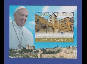 Vatikan Blockausgabe 2015 Mi.-Nr. Block 49 ** Papstreise Jerusalem Grabeskirche