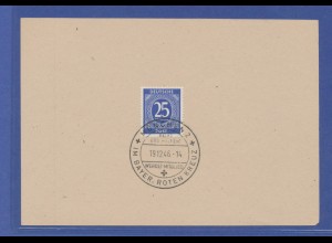 25 Pfennig Ziffer blau, Mi.-Nr. 926 mit So-O München, Rotes Kreuz 19.12.46. 