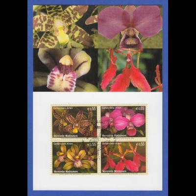 UNO Wien 2005 Orchideen Mi.-Nr. 435-438 mit Ersttagsstempel auf Maximumkarte 
