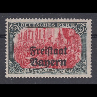 Bayern Deutsches Reich mit Aufdruck , 5 Mark-Wert Mi.-Nr. 151 A **