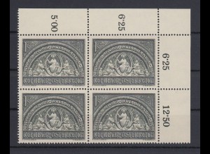 Österreich 1952 Katholikentag Wien Mi.-Nr. 977 Eckrand-Viererblock **
