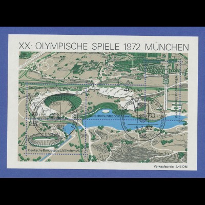 Olympische Spiele München 1972. Blockausgabe Olympiagelände mit Ersttagsstempel