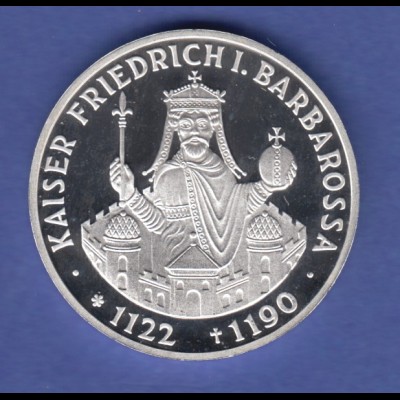 Bundesrepublik 10DM Silber-Gedenkmünze 1990 Kaiser Friedrich I. Barbarossa PP