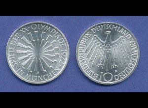 Olympische Spiele 1972, 10DM Silber-Gedenkmünze Spirale MÜNCHEN - F