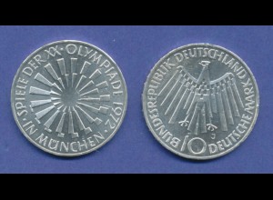 Olympische Spiele 1972, 10DM Silber-Gedenkmünze Spirale MÜNCHEN - J