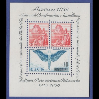 Schweiz Blockausgabe 25 Jahre Flugpost, Aaarau 1938 Mi.-Nr. Block 4 **