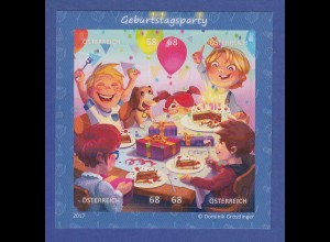 Österreich 2017 Blockausgabe Comicmarken-Puzzle Geburtstags-Party Mi-Nr. Bl. 93