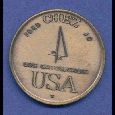 USA Token "FRED CHEZ JO", Los Gatos, California. Adler, Olympische Ringe. Bronze
