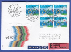 Schweiz 1996 100 Jahre olymp. Spiele Mi.-Nr. 1583 per 5 auf gel. Express-FDC 