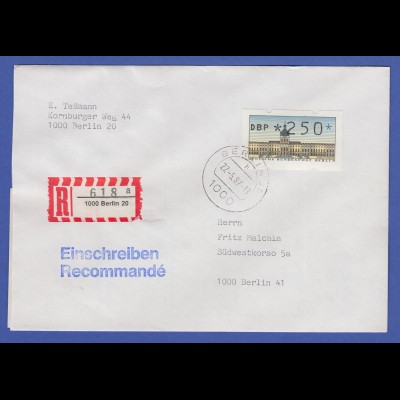 ATM Berlin 250 Pfg mit AQ aus MWZD BERLIN 20 auf R-Brief, 27.5.87