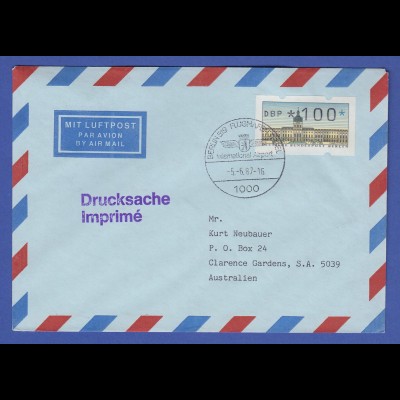 ATM Berlin 100 Pfg mit AQ aus MWZD BERLIN 519 auf LP-Brief vom Ersttag, 5.6.87