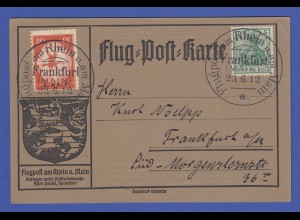DR Flugpost am Rhein und Main 20 Pfg. E.EL.P. auf Postkarte Frankfurt 23.6.12 