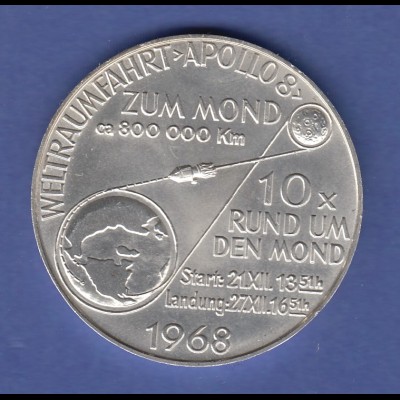 Silbermedaille Apollo 8 Mondumkreisung Borman, Wanders, Lovell Ag1000 24,9g