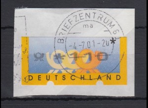 ATM Mi.-Nr. 3.2 Werteindruck total verschoben, Bedarfs-gestempelt auf Briefstück