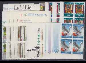 Liechtenstein Briefmarken-Jahrgang 1993 Eckrandviererblocks kpl. postfrisch ** 