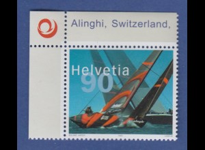 Schweiz 2003 Sondermarke Sieg Segelyacht Alinghi ** Eckrandstück oben links