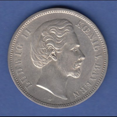 Deutsches Kaiserreich Bayern König Ludwig II. Silbermünze 5 Mark 1875 D vz